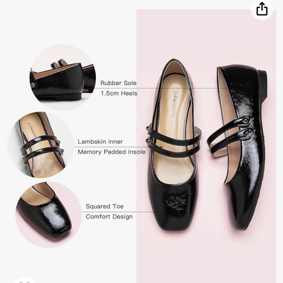 Paravano Mary Jane Shoes for Women | Women Flats Womens Square Toe Flats size 8 - Picture 2 of 11